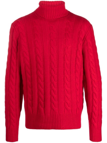 cable-knit roll-neck jumper