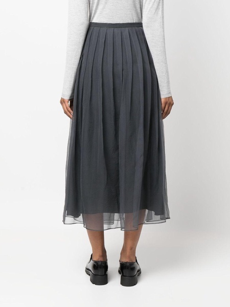 pleated chiffon midi skirt