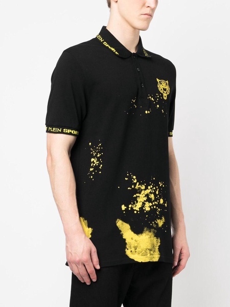 paint splatter-print polo shirt