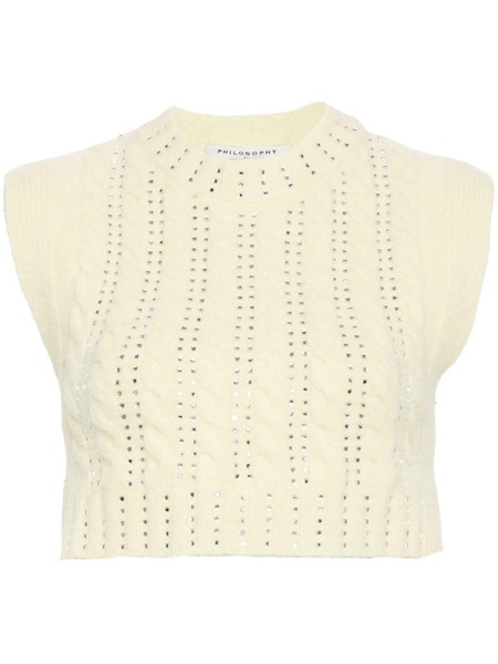 crystal-embellished knitted top