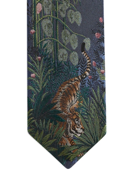 botanical print silk tie