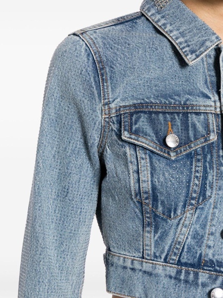 bead-embellished cropped denim jacket