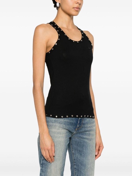 logo-embroidered studded tank top