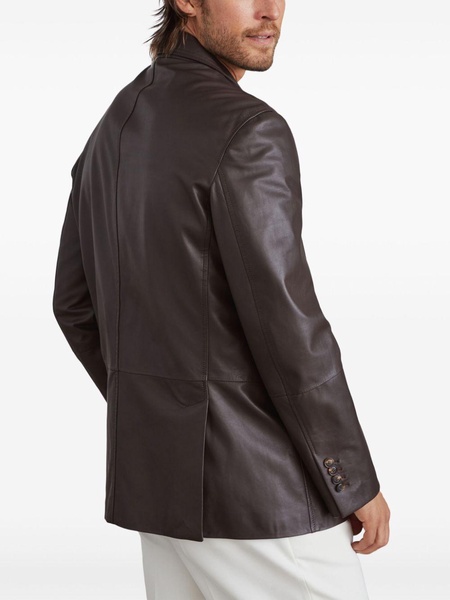 single-breasted leather blazer 