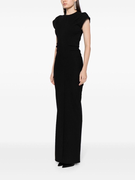 ribbed draped-detail long dress