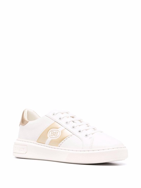 logo-stripe leather sneakers