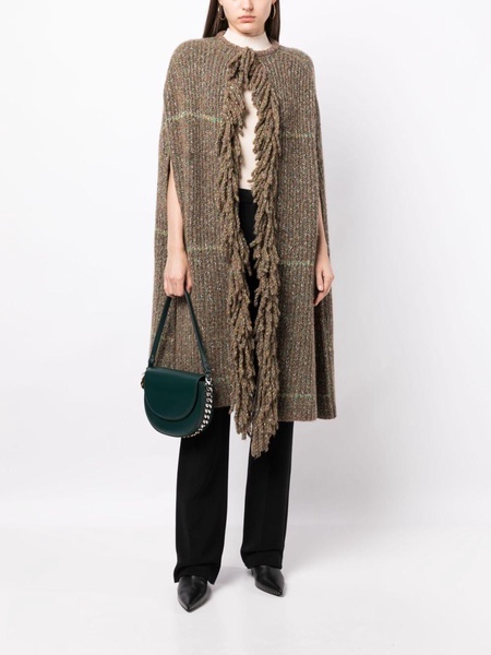 chunky-knit tweed cape coat