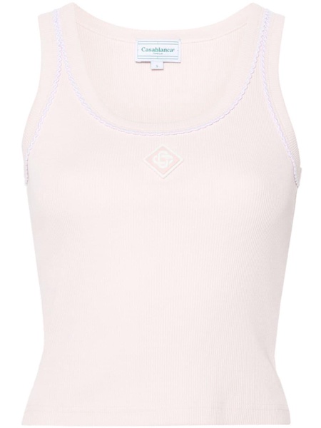 logo-patch ribbed tank top