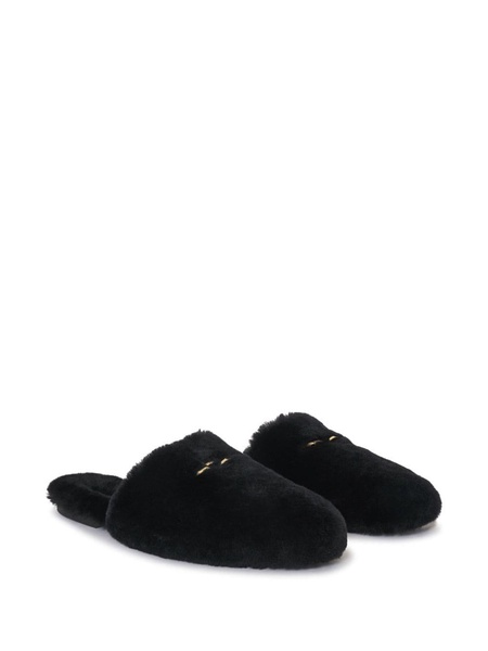 link-detail shearling mules