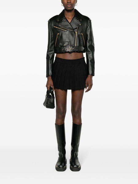 cropped leather biker jacket