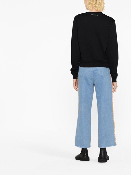 looped-detail wide-leg jeans