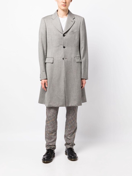 draped single-breasted wool coat