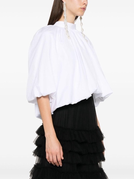 bow-embellished balloon-sleeves top