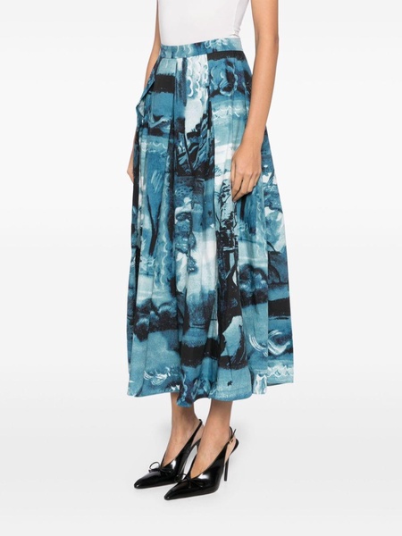 graphic-print pleated skirt