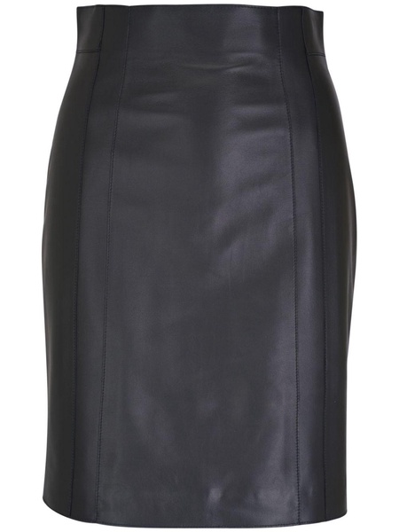 high-waist leather pencil skirt