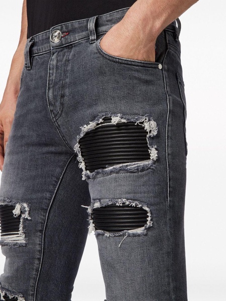 mid-rise distressed jeans