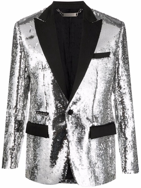 sequin-embellished single-breasted blazer