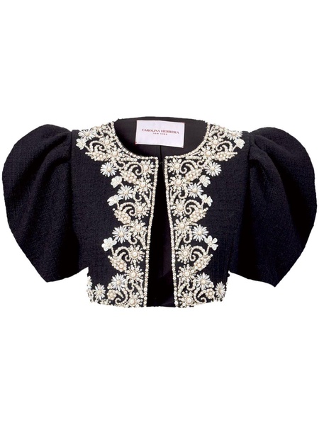 tweed embroidered cropped jacket