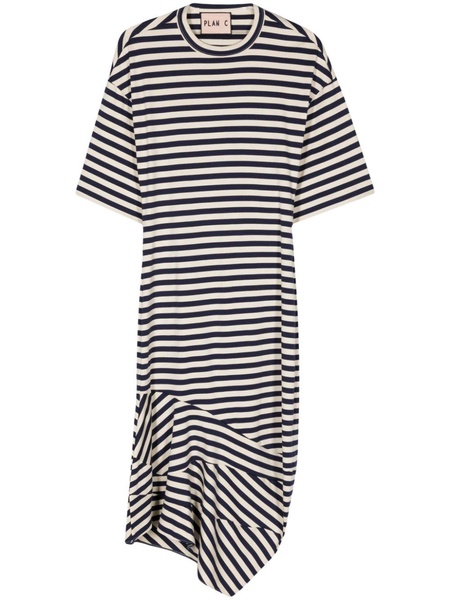 asymmetric striped T-shirt dress