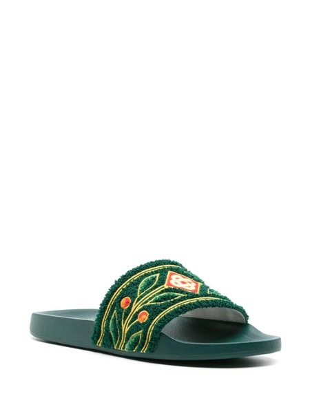 embroidered terry-cloth slides