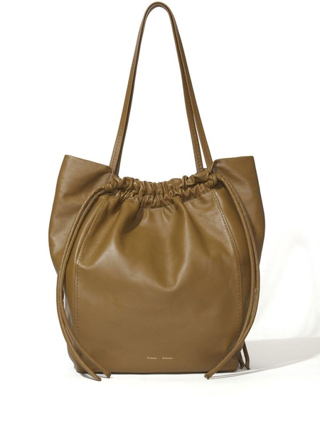 drawstring leather tote