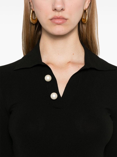 faux-pearl detail polo top