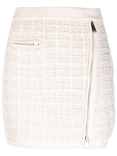 tweed zip-up skirt 