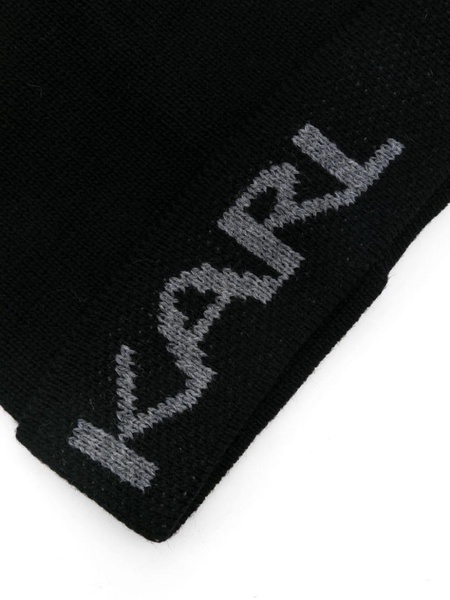 logo-intarsia beanie hat