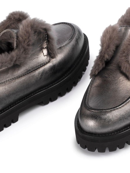 Yacht shearling-trim leather loafers   