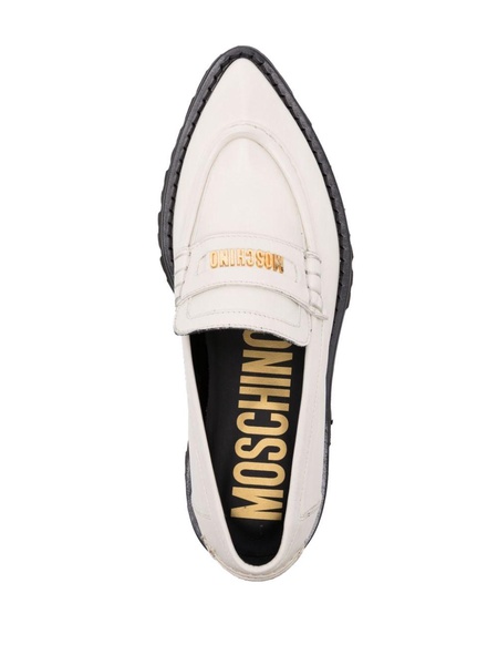 logo-lettering chunky leather loafers