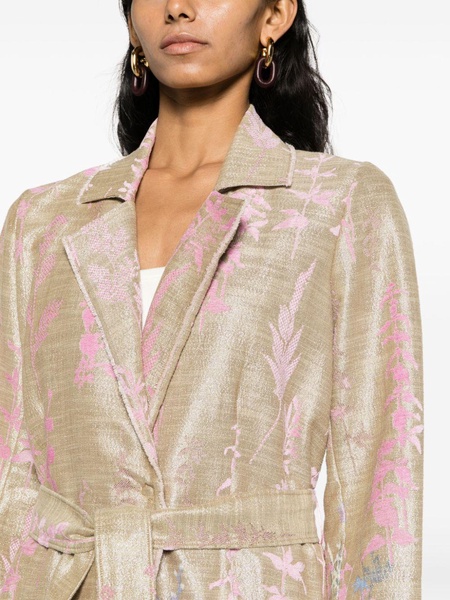 single-breasted patterned-jacquard coat