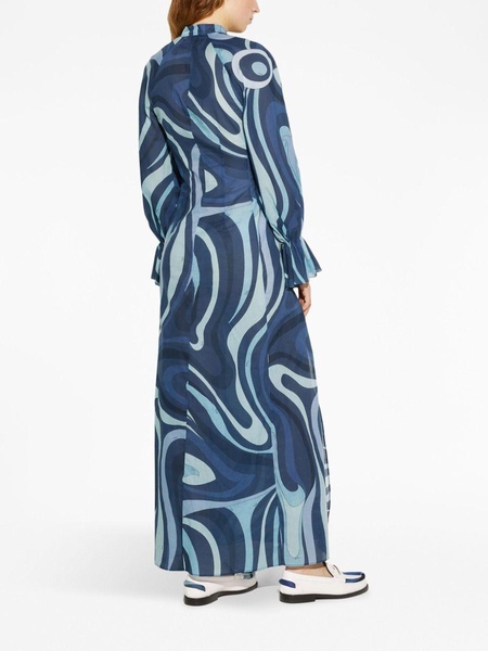 Marmo-print cotton maxi dress