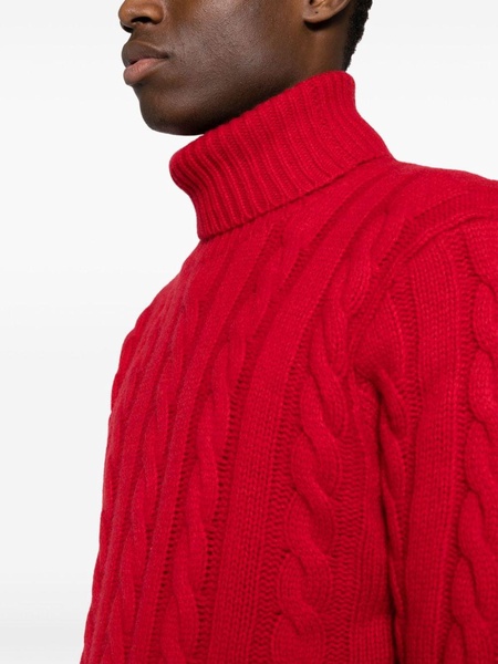 cable-knit roll-neck jumper