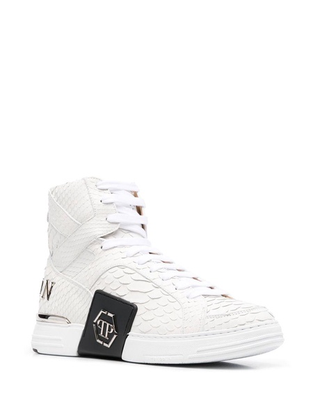 snakeskin-effect high-top sneakers