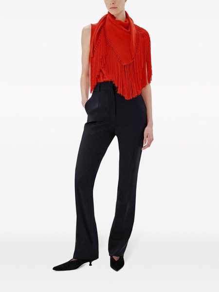 fringed scarf-neck blouse