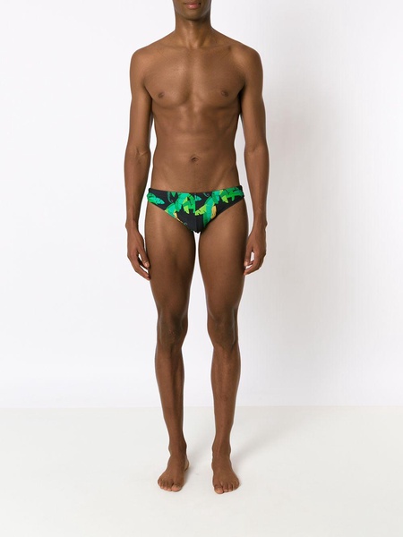 leaf-print swimming trunks