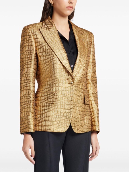 snakeskin-effect woven blazer