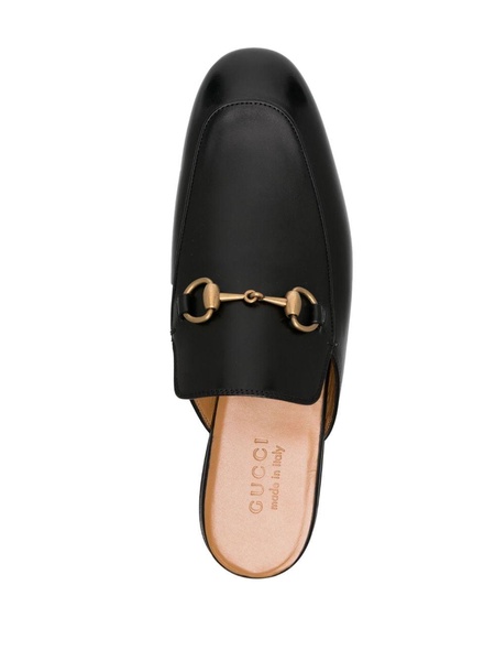 Horsebit Leather Backless Loafers