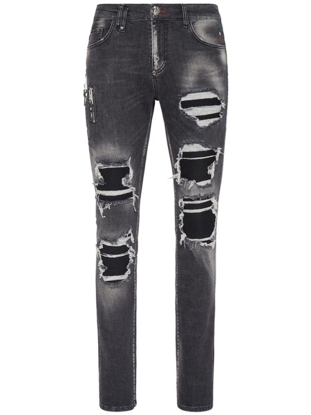 mid-rise ripped jeans