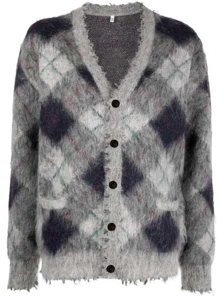 argyle-knit mohair wool-blend cardigan