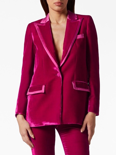 contrasting-trim velvet blazer