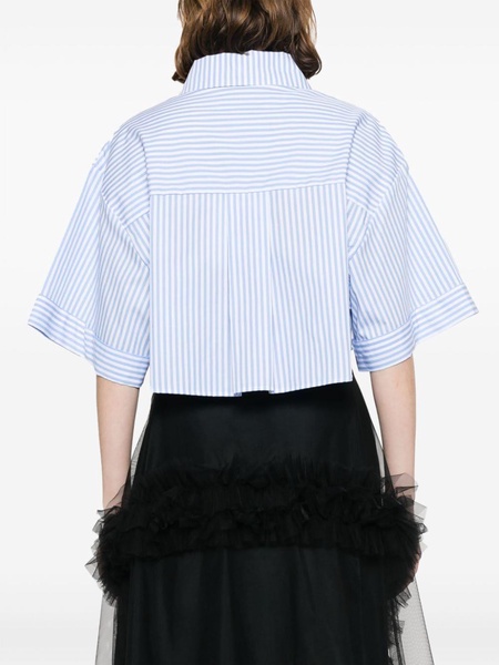 striped cropped organic-cotton shirt