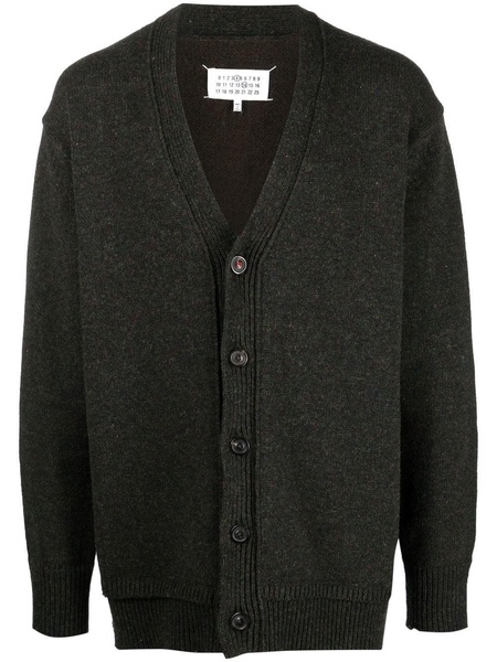 V-neck elbow-patch cardigan