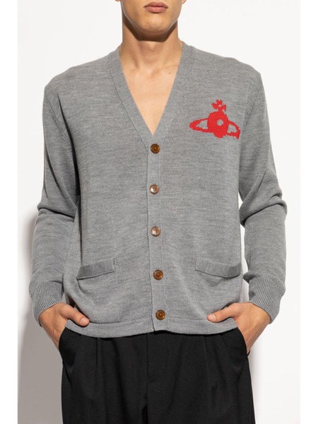 intarsia-knit logo cardigan