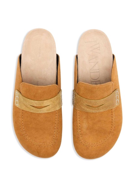 round-toe canvas loafer mules