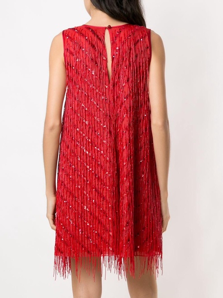 fringed shift silk dress