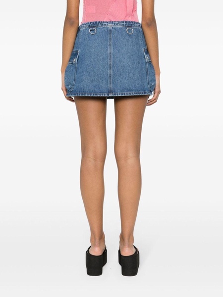 appliqué-logo denim cargo skirt