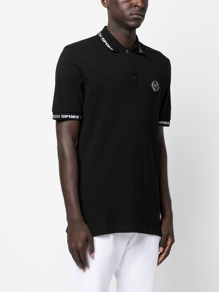 tiger-print short-sleeved polo shirt