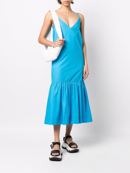 ruffle-hem sleeveless midi dress