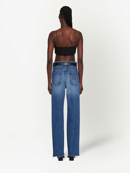 faded-effect straight-leg jeans